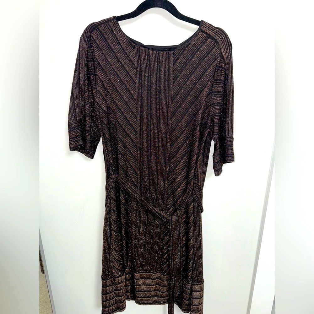Elegant Black and Gold Striped Dress